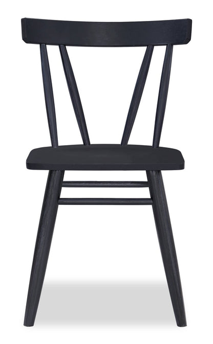 Chaise de salle à manger Remi avec dossier à lattes courbé - noire | Remi Dining Chair with Curved Slat-Back - Black