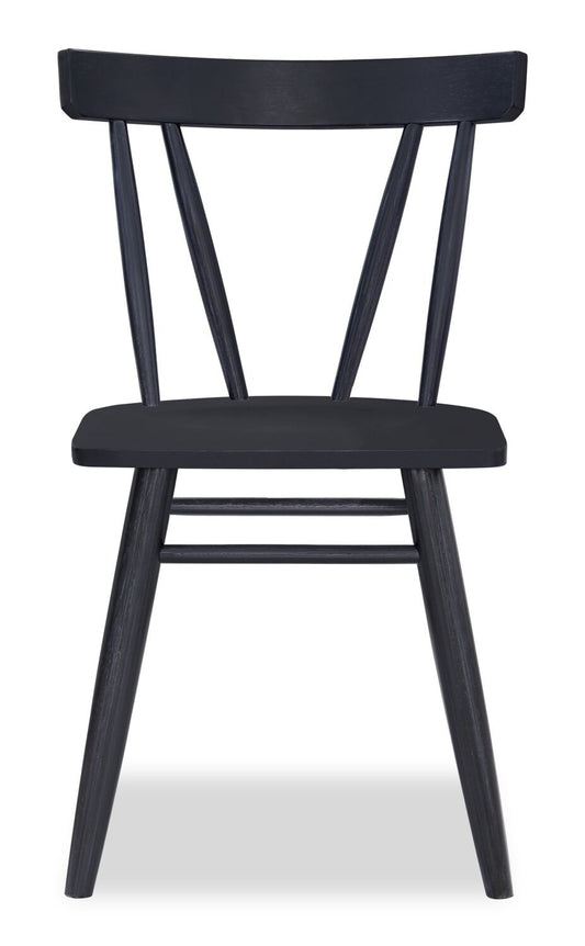 Chaise de salle à manger Remi avec dossier à lattes courbé - noire | Remi Dining Chair with Curved Slat-Back - Black