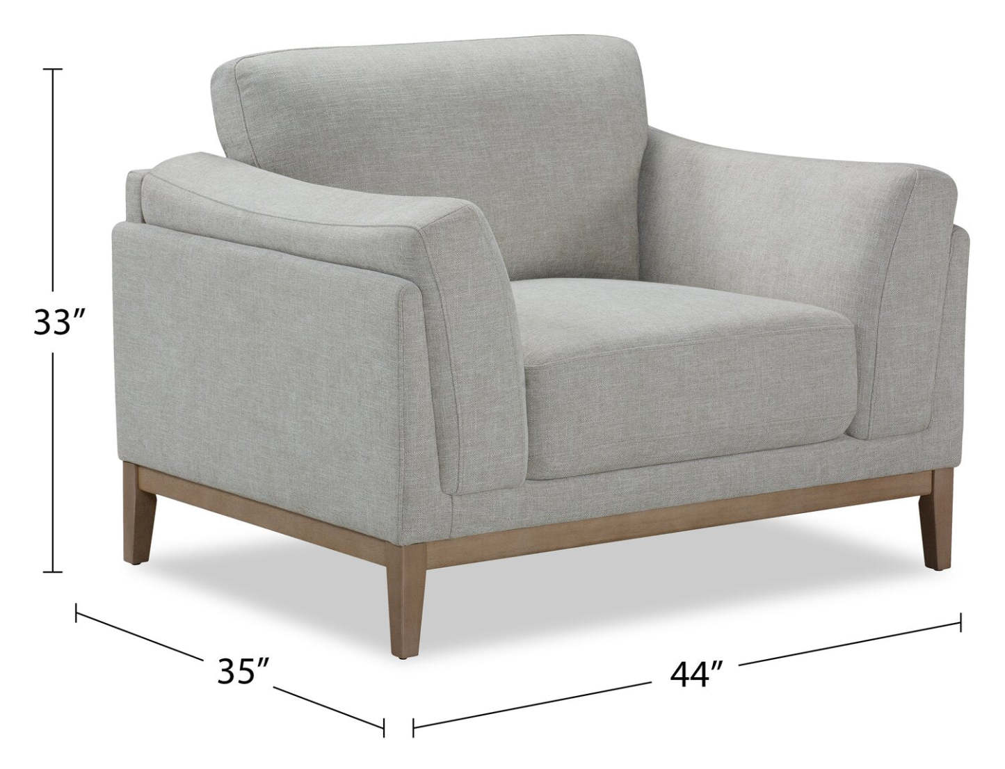 Valley 44 Chaise en tissu avec base et pieds en bois d'hévéa - Sable | Fauteuil Valley de 44 po en tissu avec base et pattes en hévéa - sable