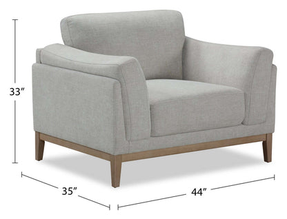 Valley 44 Chaise en tissu avec base et pieds en bois d'hévéa - Sable | Fauteuil Valley de 44 po en tissu avec base et pattes en hévéa - sable