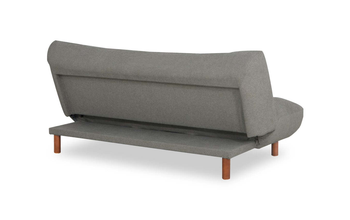 Futon Klik Klak en tissu Campus 76 avec capitonnage et pattes en bois - Gris | Futon Campus de 76 po en tissu avec mécanisme Klik Klak, capitonnage et pattes en bois - gris