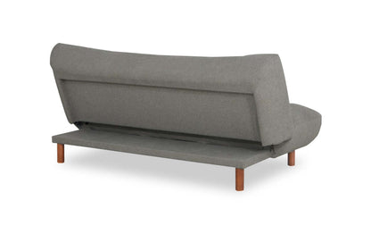 Futon Klik Klak en tissu Campus 76 avec capitonnage et pattes en bois - Gris | Futon Campus de 76 po en tissu avec mécanisme Klik Klak, capitonnage et pattes en bois - gris