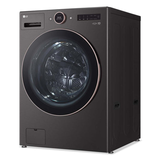 Laveuse à la vapeur intelligente haute efficacité LG à chargement frontal de 5,8 pi³ - acier noir - empilable - WM6500HBA | LG 5.8 Cu. Ft. Smart Front-Load High-Efficiency Steam Washer - Black Steel - Stackable - …