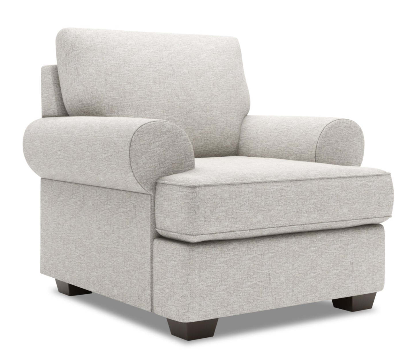 Fauteuil Roll de Sofa Lab de 42 po fabriqué au Canada en tissu de chenille avec accoudoirs enroulés - argenté Luxury Silver | RO302793
