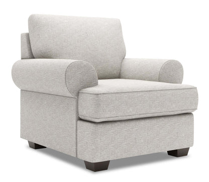 Fauteuil Roll de Sofa Lab de 42 po fabriqué au Canada en tissu de chenille avec accoudoirs enroulés - argenté Luxury Silver | RO302793