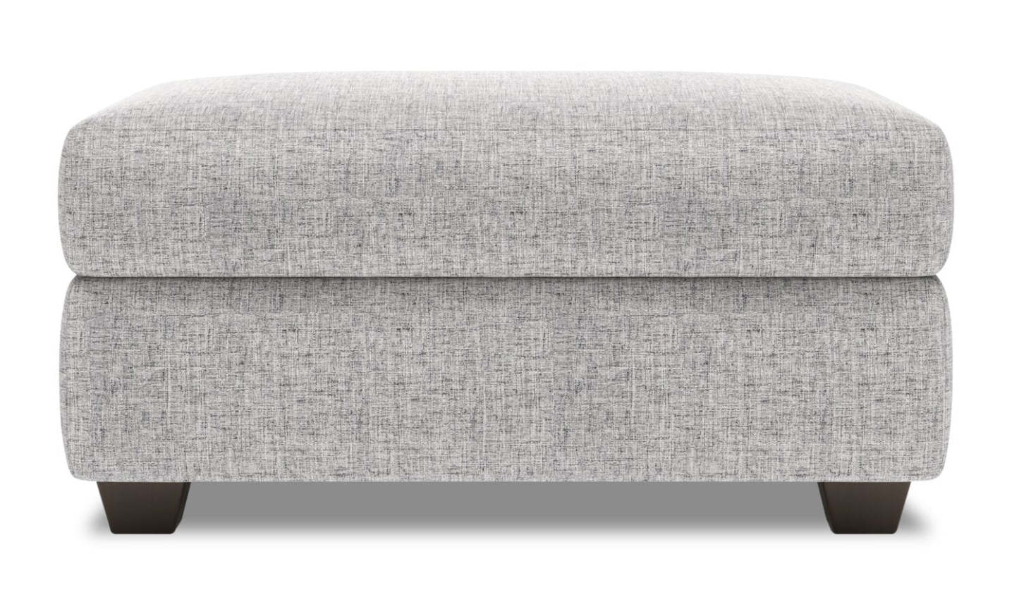 Fabriqué au Canada Pouf de rangement personnalisable The Trunk 39 en tissu d'apparence lin - gris Luna Domino | Pouf de rangement The Trunk de Sofa Lab de 39 po fabriqué au Canada en tissu d’apparence lin - gris Luna Domino | TRUN2191
