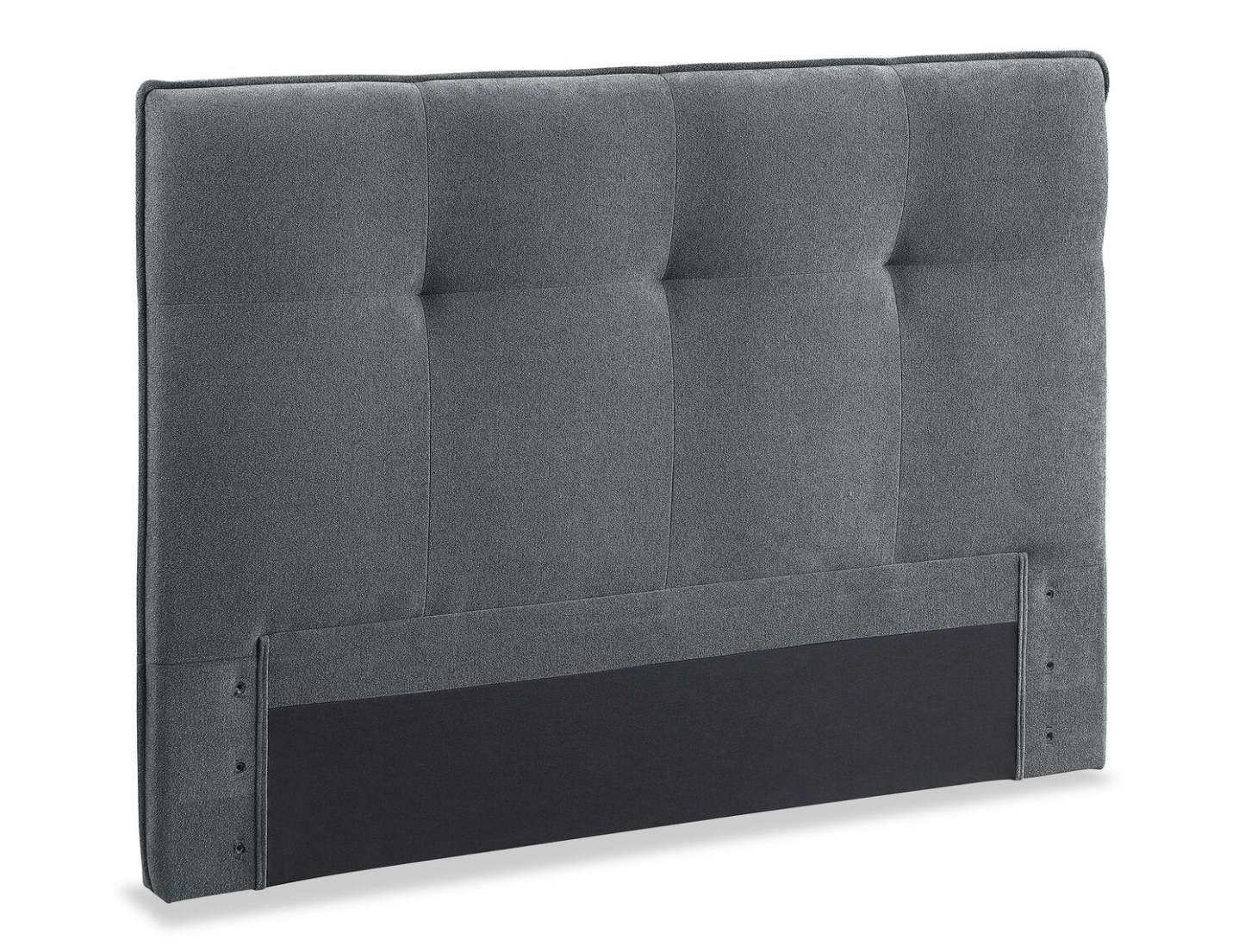 Tête de lit rembourrée Amos en tissu anthracite, touffetée - Pleine grandeur | Tête de lit rembourrée Amos en tissu anthracite capitonné - format lit double