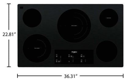 Whirlpool 36 Plaque de cuisson électrique à 5 éléments - Noir - WCE97US6KB | Surface de cuisson électrique Whirlpool de 36 po à 5 éléments - noire - WCE97US6KB