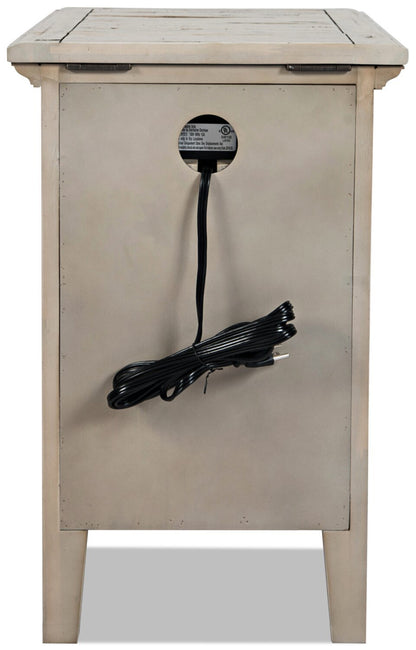 Rocco 16 Chairside Table avec USB - Crème|Table de fauteuil Rocco de 16 po avec USB - crème