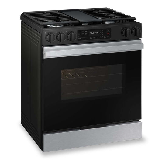 Cuisinière intelligente à gaz encastrée Samsung de 6 pi³ avec friture à air et convection par ventilateur - Acier inoxydable - NSG6D…