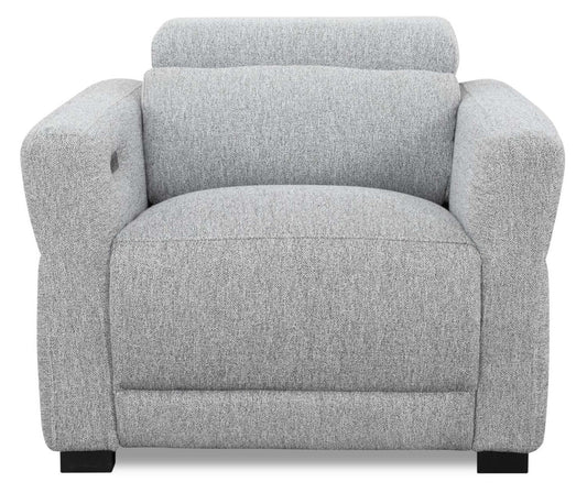 Fauteuil à inclinaison électrique Cindy Crawford Home de 40,5 po en tissu avec appuie-tête électrique - gris