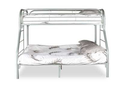 Lit superposé Logan avec échelles et garde-corps pour enfants, métal gris - simple/double | Lits superposés Logan pour enfants avec échelles et garde-corps, métal gris - simple et double