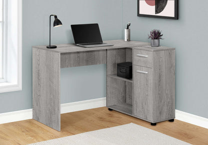 Bureau d'ordinateur en forme de L Bristol 46 avec étagères, tiroir et armoire - Gris|Bureau d'ordinateur en forme de L Bristol de 46 po avec tablettes, tiroir et armoire - gris