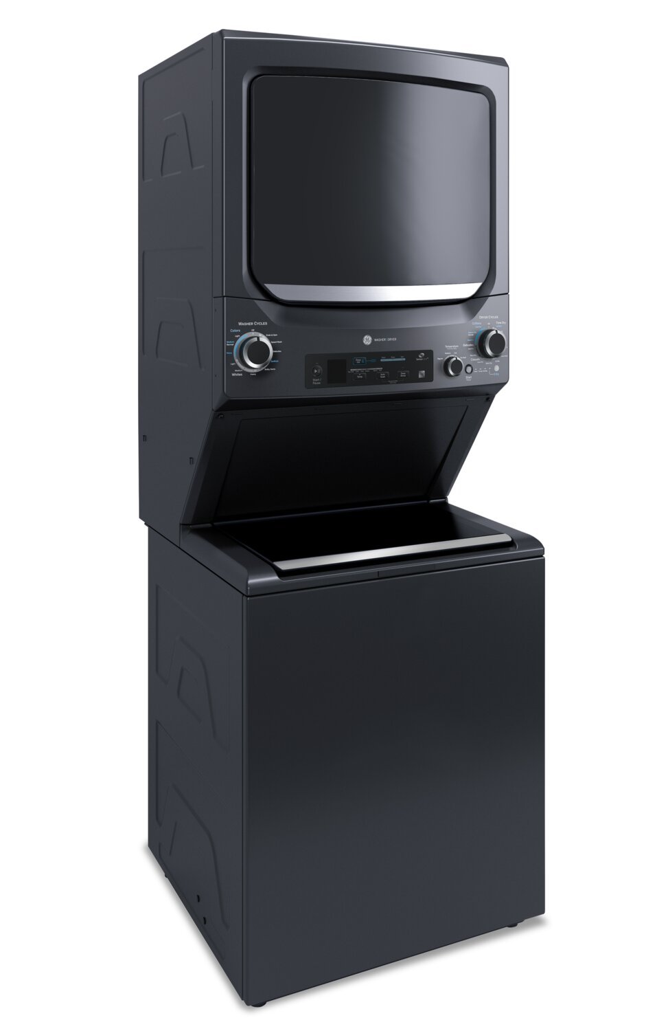 GE Electric Unitized Spacemaker 4.5 Cu. Ft. Washer / 5.9 Cu. Ft. Dryer with WiFi Diamond Gray - GUD5… | Tour de lavage SpaceMakerMC électrique GE avec laveuse de 4,5 pi³, sécheuse de 5,9 pi³ et Wi-Fi - gr…