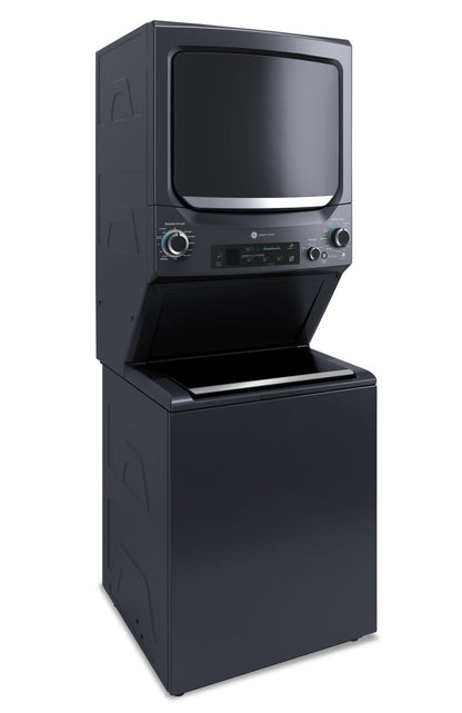 GE Electric Unitized Spacemaker 4.5 Cu. Ft. Washer / 5.9 Cu. Ft. Dryer with WiFi Diamond Gray - GUD5… | Tour de lavage SpaceMakerMC électrique GE avec laveuse de 4,5 pi³, sécheuse de 5,9 pi³ et Wi-Fi - gr…