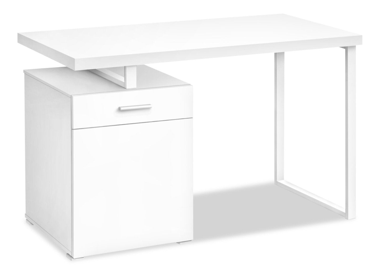 Bureau réversible Remi 47.25 avec tiroir et armoire - Blanc|Bureau réversible Remi de 47,25 po avec tiroir et armoire - blanc