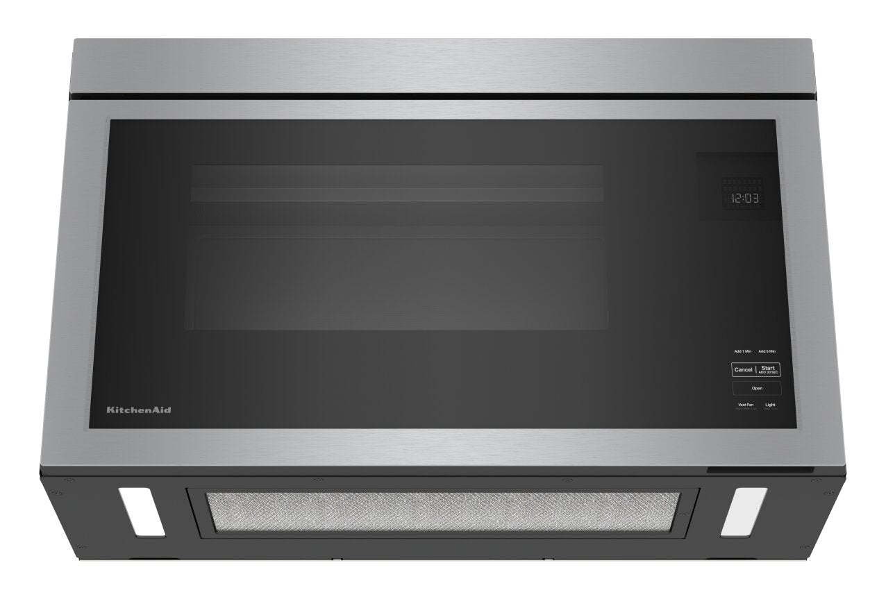 Quatre à micro-ondes à hotte intégrée KitchenAid de 1,1 pi³ à installation affleurée avec cuisson à 900 Watts - Acier inoxydable PrintShield…