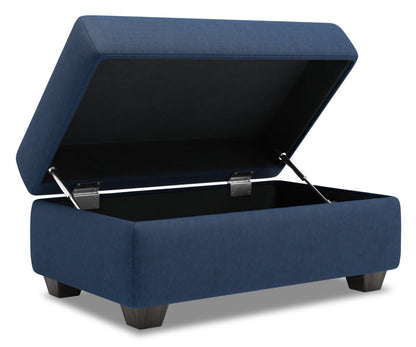 Fabriqué au Canada Pouf de rangement personnalisable Sofa Lab The Trunk 39 en tissu d'apparence lin - bleu Pax Navy | Pouf de rangement The Trunk de Sofa Lab de 39 po fabriqué au Canada en tissu d'apparence lin - bleu Pax Navy | TRUN3149