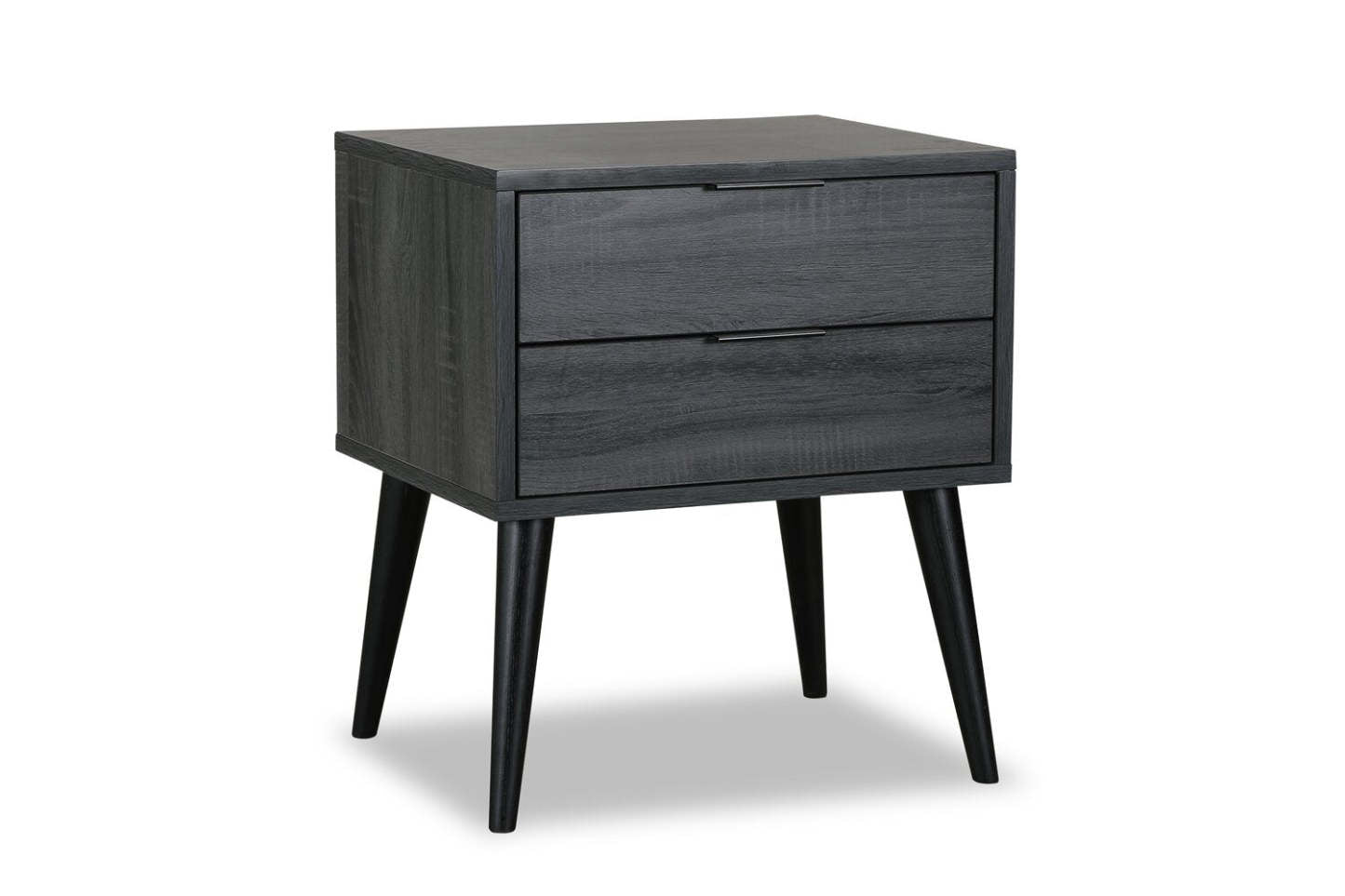 Table de nuit Nash à 2 tiroirs, 21,3 L x 22,6 H, Moderne Mid-Century - Gris Foncé | Table de nuit moderne du milieu du 20e siècle Nash de 21,3 po (L) x 22,6 po (H) à 2 tiroirs - gris foncé