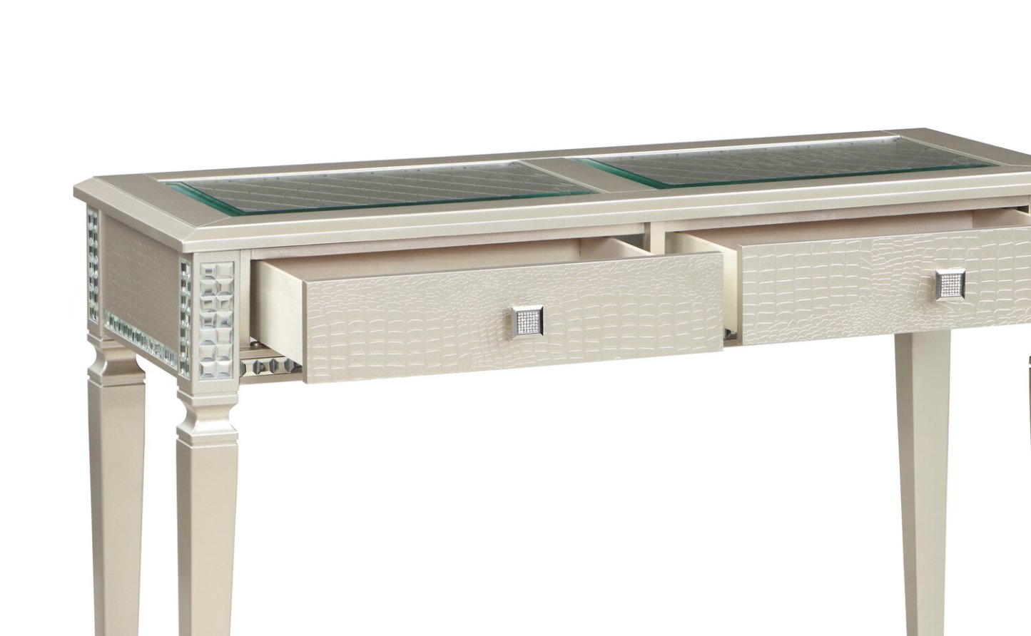 Tyra 48 Glam Sofa Table with Storage - Champagne  |Table de salon somptueuse Tyra de 48 po avec rangement - champagne