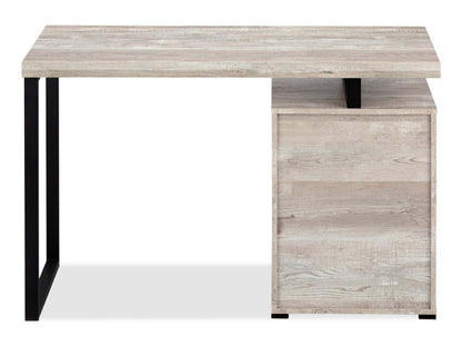 Bureau réversible Clayton 47.25 à 3 tiroirs - Taupe clair|Bureau réversible Clayton de 47,25 po à 3 tiroirs - taupe clair
