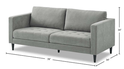 Canapé en tissu Metro 78 avec coussins de siège capitonnés et coussins de dossier réversibles - Gris | Canapé Metro de 78 po en tissu avec coussins de siège capitonnés et coussins de dossier réversibles - gris