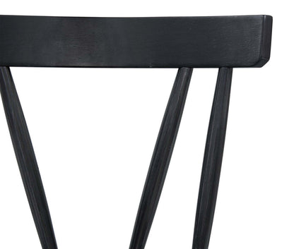 Chaise de salle à manger Remi avec dossier à lattes courbé - noire | Remi Dining Chair with Curved Slat-Back - Black