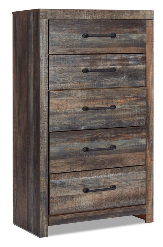 Commode de chambre Abby, 5 tiroirs, 31,7 L x 53,9 H - Marron | Commode verticale Abby de 31,7 po (L) x 53,9 po (H) à 5 tiroirs pour la chambre à coucher - brune