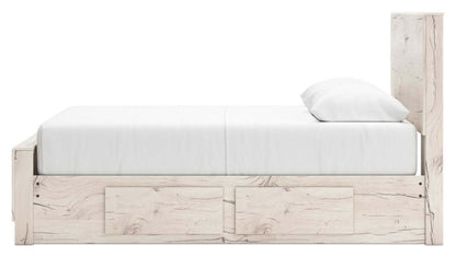 Lit de rangement Derekson blanc rustique avec 2 tiroirs latéraux intégrés - format grand lit | Derekson Storage Bed with 2 Built-In Side Drawers, Rustic White - Queen Size