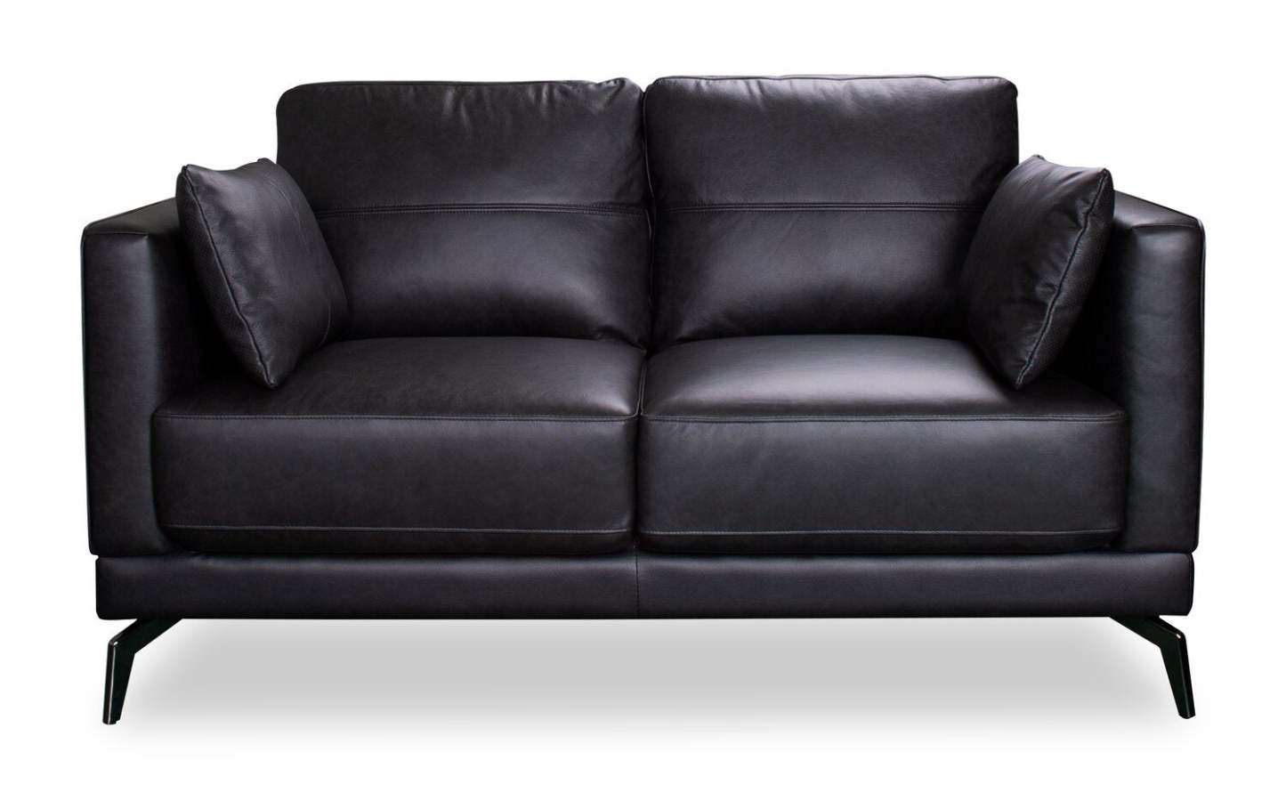 Melrose 60.5 Top-Grain Genuine Leather Loveseat with Metal Legs - Black | Causeuse Melrose de 60,5 po en cuir véritable de qualité supérieure avec pattes en métal - noire