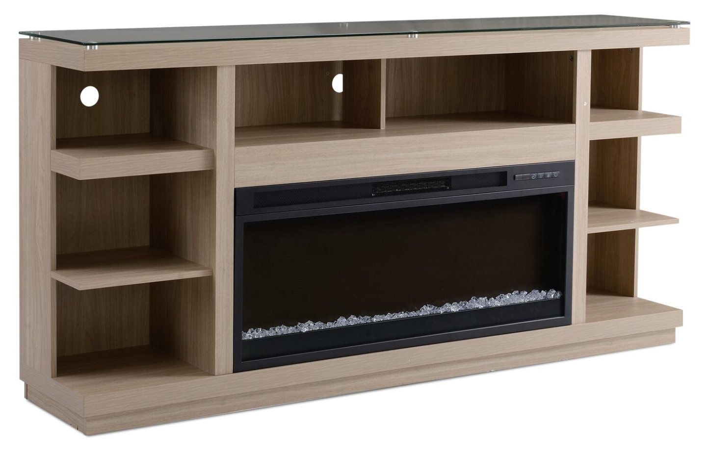 Axel 74 Meuble pour téléviseur moderne avec foyer électrique, rangement et système de gestion des câbles pour téléviseurs jusqu'à 85 po - taupe