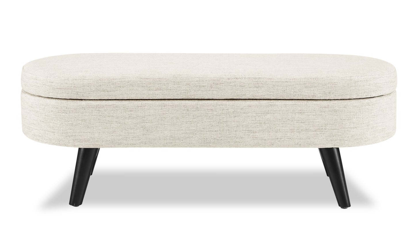 Montreal 43,5 Oval Fabric Storage Ottoman - Blanc|Pouf de rangement ovale Montreal de 43,5 po en tissu - blanc