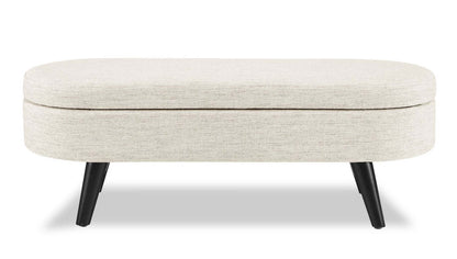 Montreal 43,5 Oval Fabric Storage Ottoman - Blanc|Pouf de rangement ovale Montreal de 43,5 po en tissu - blanc