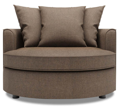 Fauteuil d'appoint enveloppant Sofa Lab de 48 po fabriqué au Canada en tissu d'apparence lin - brun Luna Praline | CUDD2591