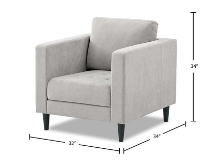 Chaise en tissu Metro 32 avec coussin de siège capitonné et coussin de dossier réversible - Neutre | Fauteuil Metro de 32 po en tissu avec coussin de siège capitonné et coussin de dossier réversible - neutre