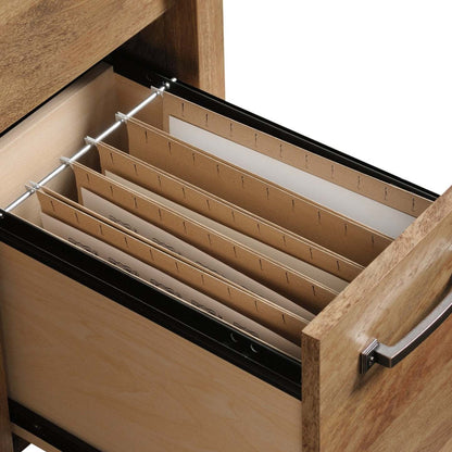 Bureau Alfie de 53,15 po à 2 tiroirs avec armoire - brun clair