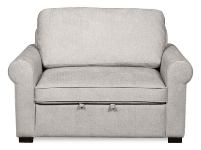 Fauteuil convertible Haven de Scott Living de 55 po en tissu de chenille avec pattes en bois - grise