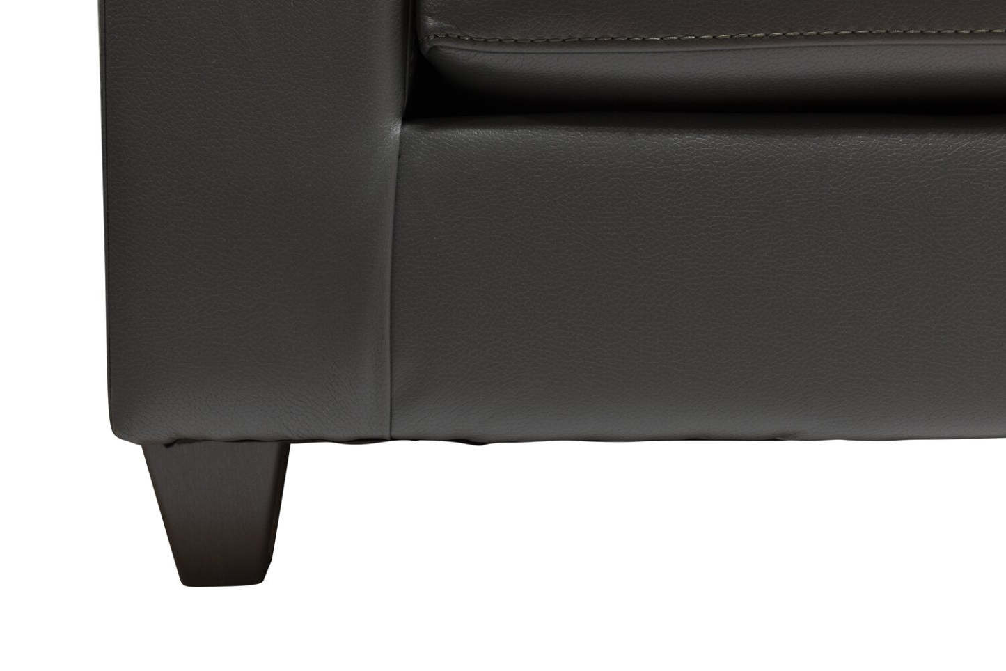 Sofa Addison de 86 po fabriqué au Canada en tissu d’apparence cuir avec coussin de dossier capitonné - gris