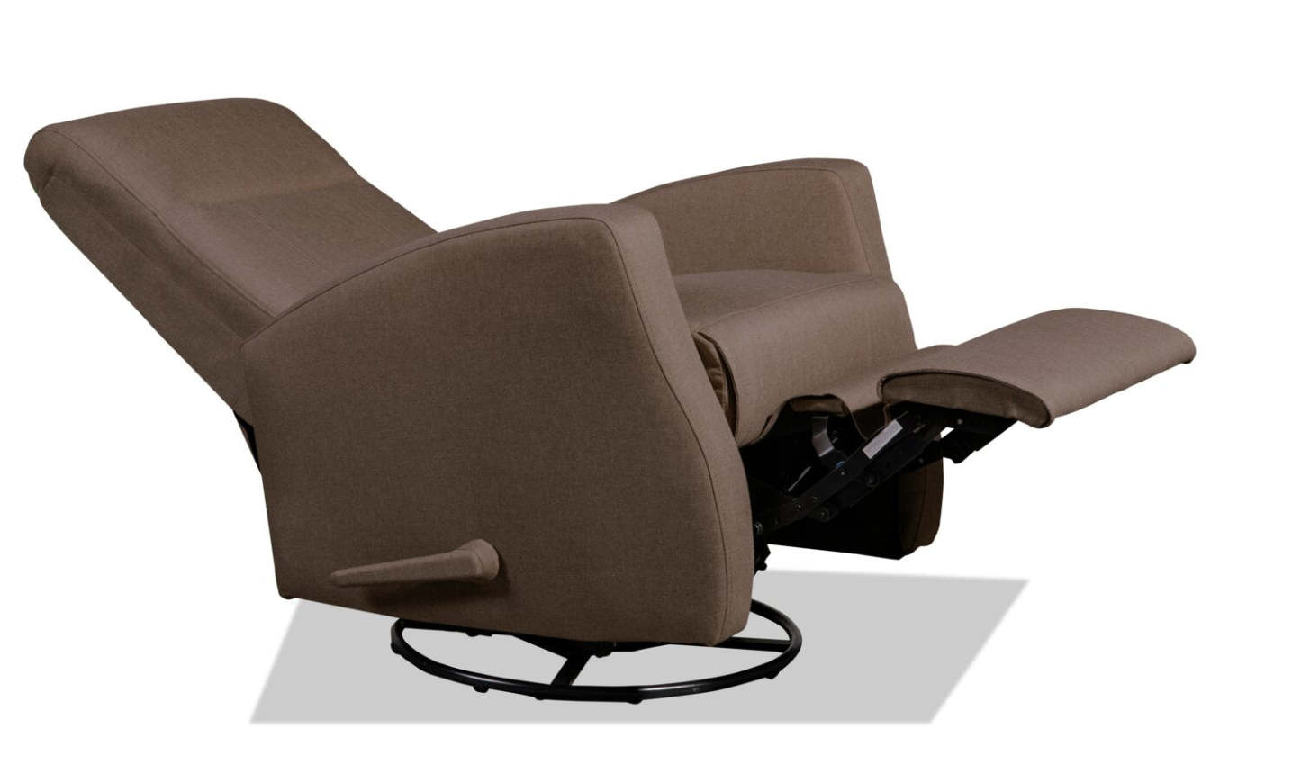 Fauteuil berçant, pivotant et inclinable Nyla de 30 po en tissu d’apparence lin - brun