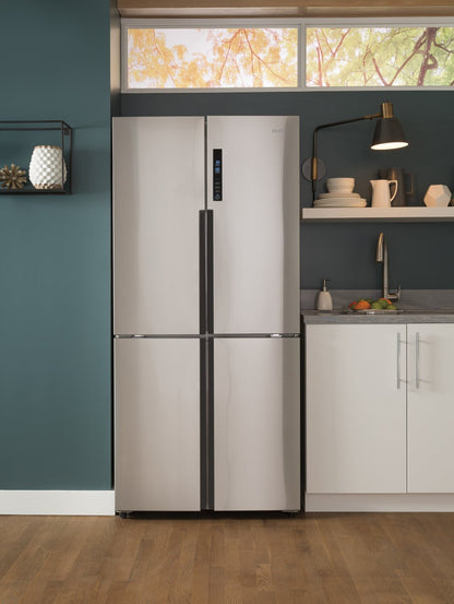 Réfrigérateur Haier de 33 16,4 pi³ à 4 portes - acier inoxydable résistant aux traces de doigts - QHE16HYPFS | Haier 33 16,4 Cu. Ft. Quad Door Refrigerator - Stainless Steel Fingerprint Resistant