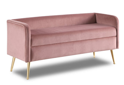 Banc Cass 52 - Velours Rose avec Pieds Dorés|Banc Cass de 52 po - velours rose avec pattes dorées