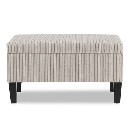 Calgary 32 Storage Fabric Ottoman - Grey Rayé|Pouf de rangement Calgary de 32 po en tissu - rayé gris