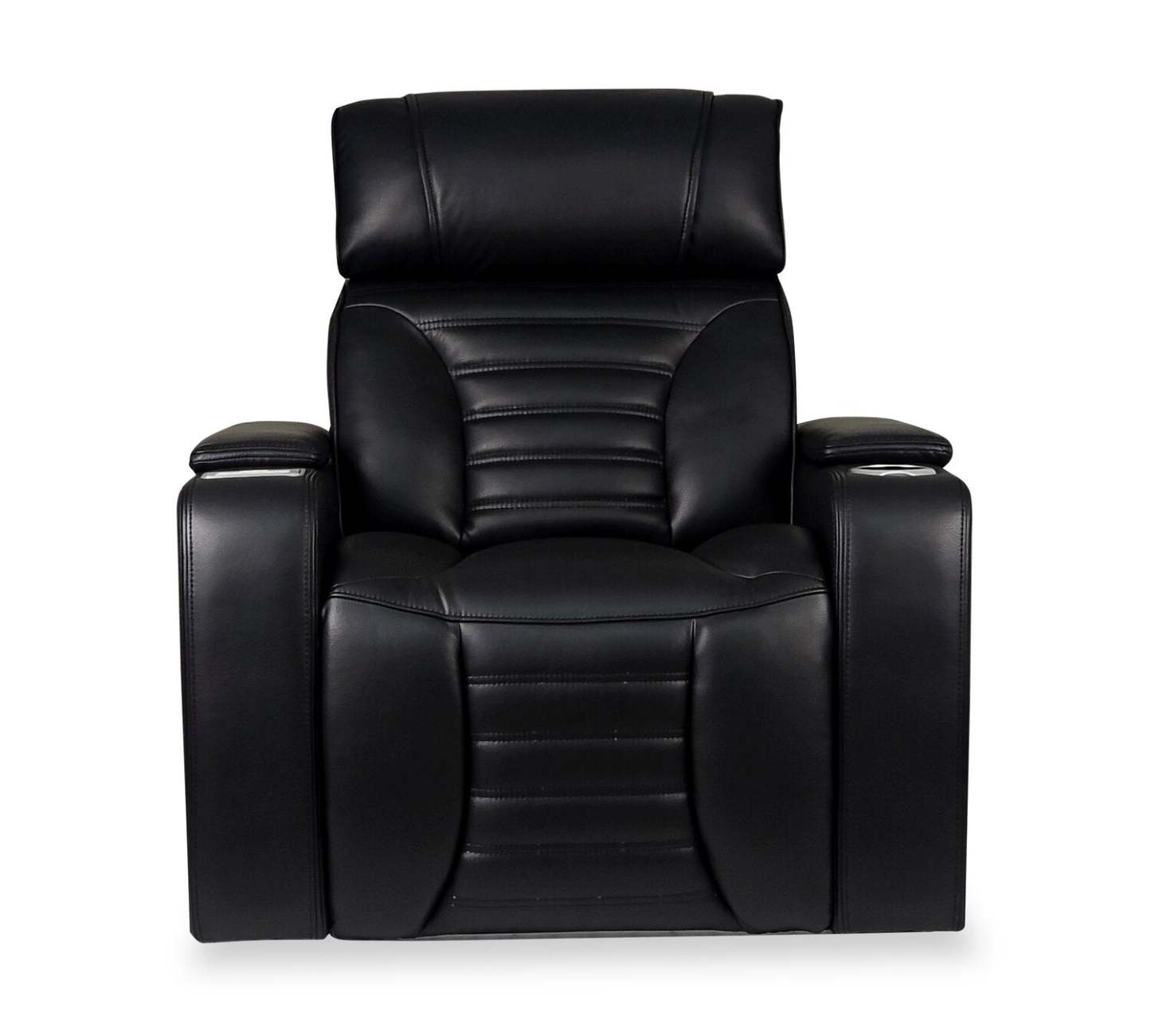 Fauteuil de massage à inclinaison électrique Zen de 40 po en tissu d'apparence cuir avec appuie-tête électrique et siège chauffant - noir