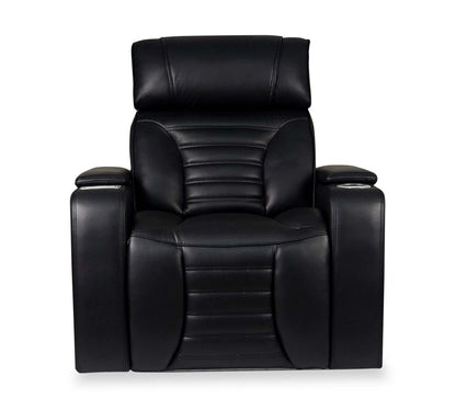 Fauteuil de massage à inclinaison électrique Zen de 40 po en tissu d'apparence cuir avec appuie-tête électrique et siège chauffant - noir