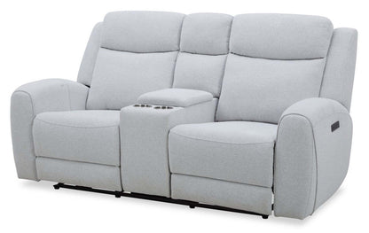 Reign 78 Fabric Power Reclining Loveseat with Console - Bronco Stone Grey | Causeuse à inclinaison électrique Reign de 78 po en tissu avec console - gris pierre Bronco