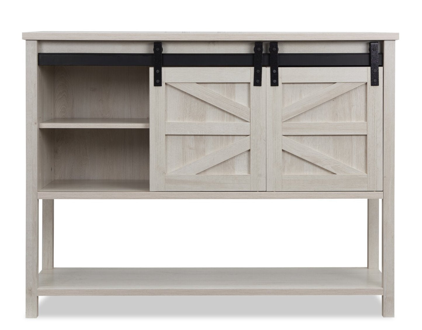 Corbin 47.25 Armoire d'appoint avec portes de grange coulissantes - Chêne blanc|Armoire décorative Corbin de 47,25 po avec portes de grange coulissantes - chêne blanc