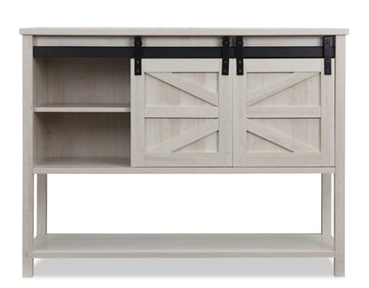 Corbin 47.25 Armoire d'appoint avec portes de grange coulissantes - Chêne blanc|Armoire décorative Corbin de 47,25 po avec portes de grange coulissantes - chêne blanc