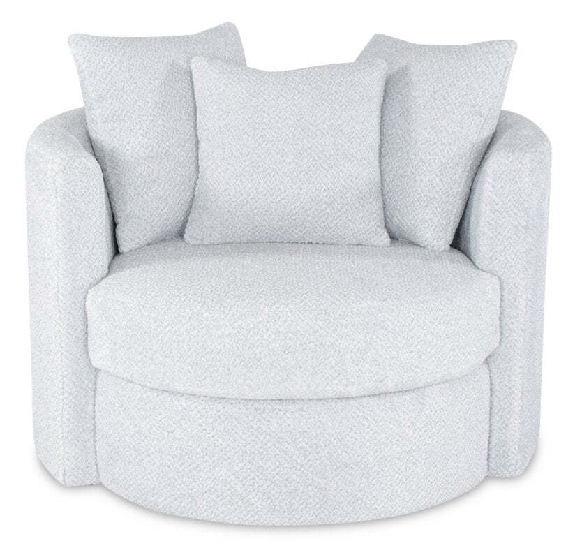 Fauteuil d'appoint pivotant Cuddler Midi de 42 po fabriqué au Canada en tissu chenille - gris Teddy Star
