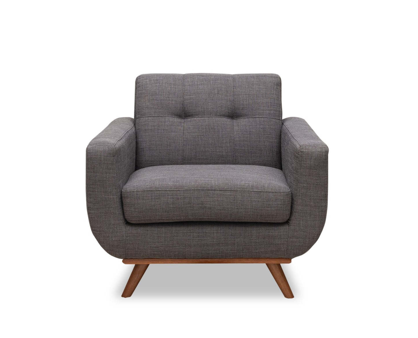 Fauteuil Freeman Kort &amp; Co. de 37 po en tissu d'apparence lin avec pattes en bois et coussin de dossier capitonné - gris anthracite