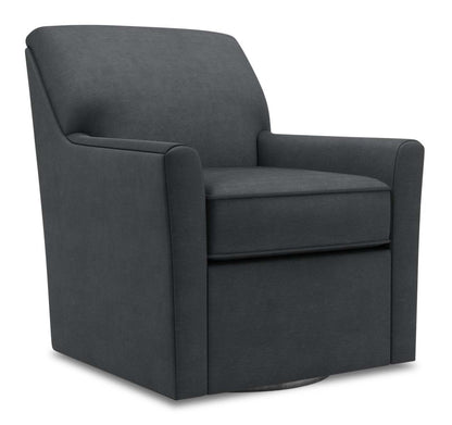 Fauteuil d’appoint pivotant personnalisable Sofa Lab de 31 po fabriqué au Canada en tissu d’apparence lin - gris Pax Pepper | SWIV2949